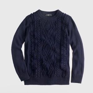 J.Crew cable crewneck fringe sweater‎ M A11